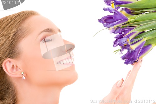 Image of happy girl with flowers