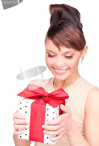 Image of happy woman with gift box