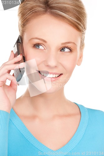 Image of happy businesswoman with phone