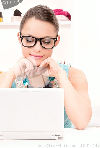 Image of lovely woman laptop computer