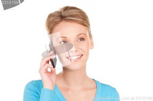 Image of happy businesswoman with phone