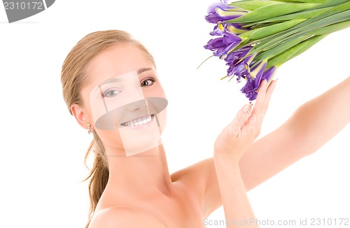 Image of happy girl with flowers