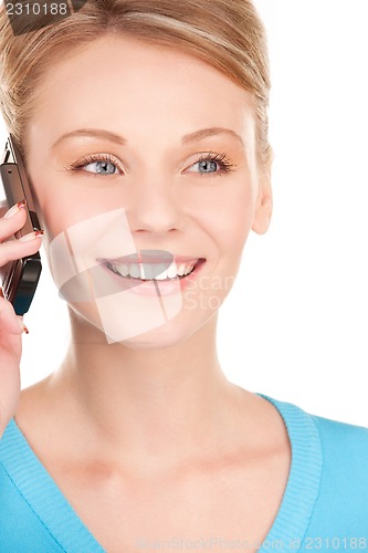 Image of happy businesswoman with phone