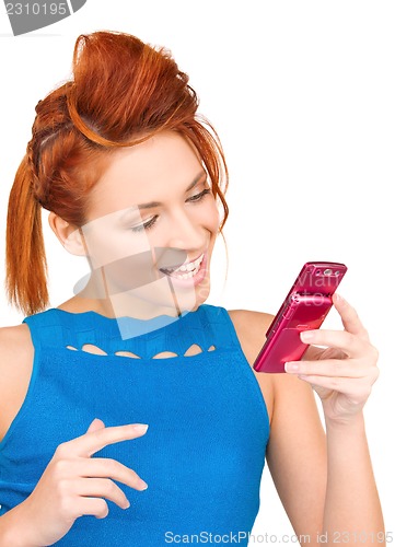 Image of happy woman with cell phone