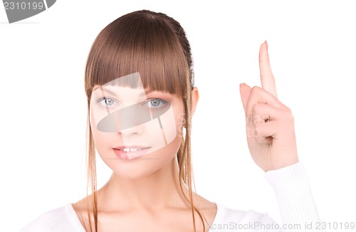 Image of woman with her finger up