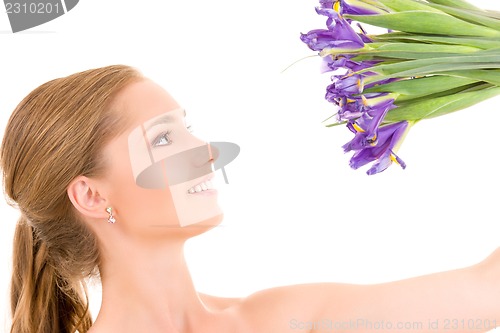 Image of happy girl with flowers