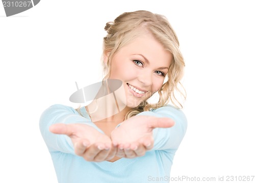 Image of woman showing palms
