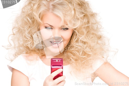 Image of happy woman with cell phone