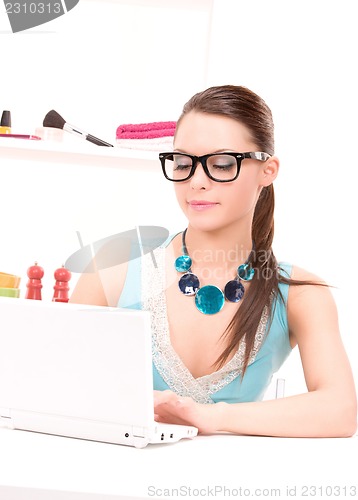 Image of lovely woman laptop computer