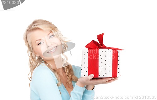 Image of happy girl with gift box
