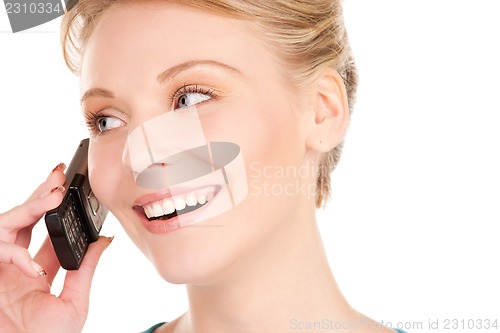Image of happy businesswoman with phone