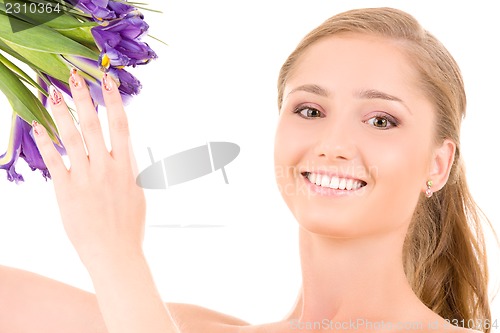 Image of happy girl with flowers