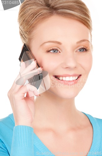 Image of happy businesswoman with phone
