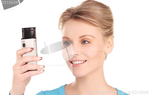 Image of happy woman with cell phone