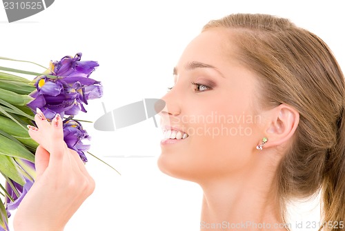 Image of happy girl with flowers