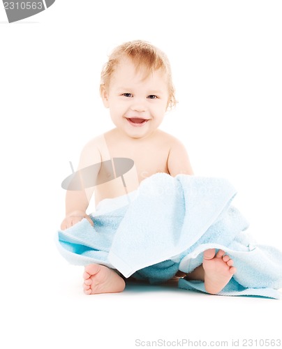 Image of baby with blue towel