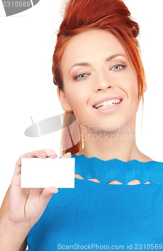 Image of happy girl with business card