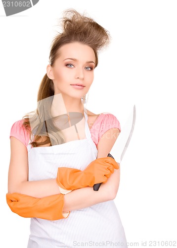 Image of housewife with big knife