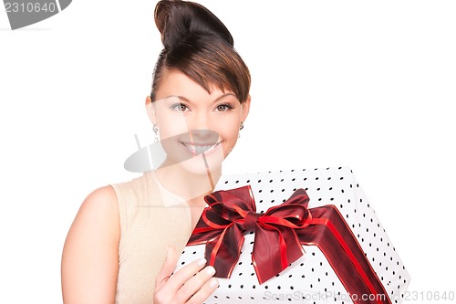 Image of happy woman with gift box