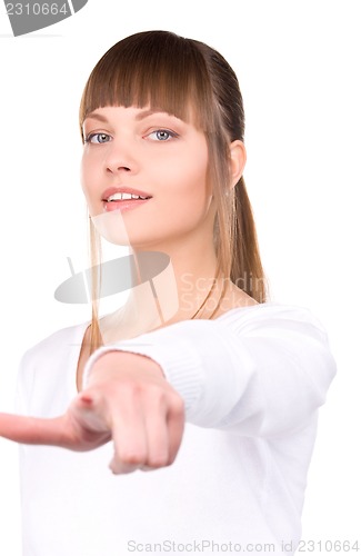 Image of businesswoman pointing her finger