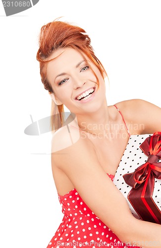 Image of happy girl with gift box