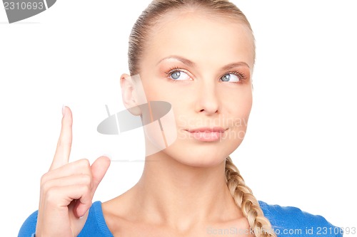 Image of woman with her finger up