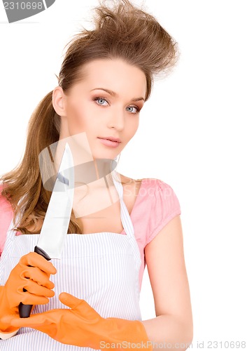 Image of housewife with big knife