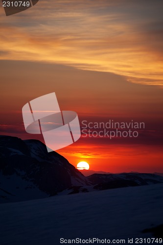 Image of Beautiful sunrise in mountains