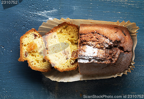 Image of freshly baked sweet bread with dried fruits