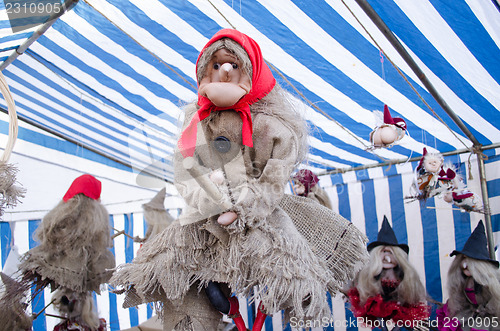 Image of handmade ugly scary witch figure broom market fair 