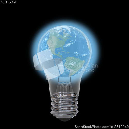 Image of Earth inside lightbulb