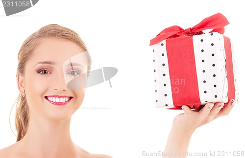 Image of happy girl with gift box