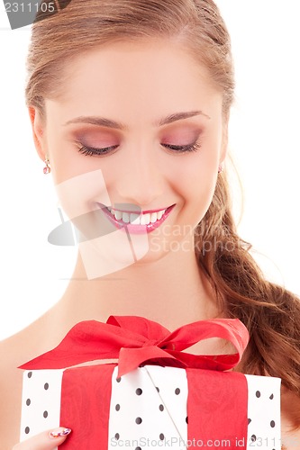 Image of happy girl with gift box