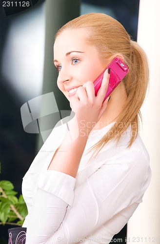Image of lovely woman with cell phone