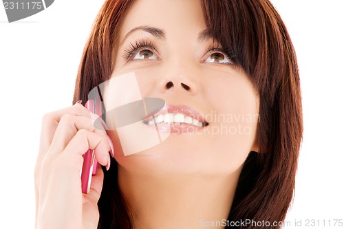 Image of happy woman with cell phone