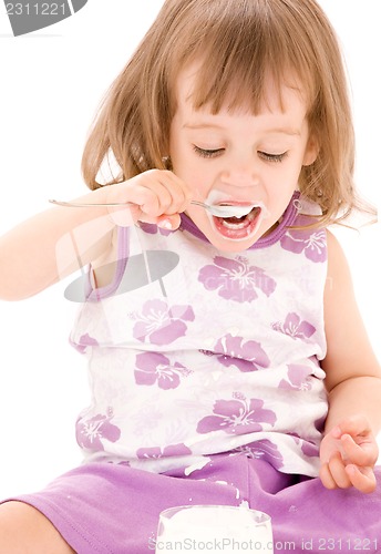 Image of little girl with yogurt