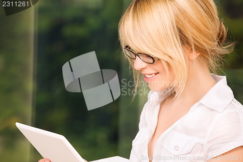 Image of office girl with laptop computer