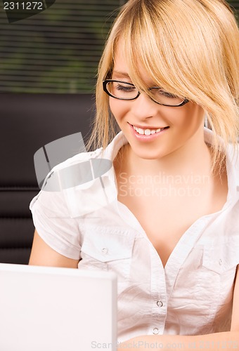 Image of office girl with laptop computer