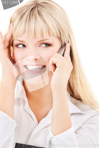 Image of happy woman with cell phone