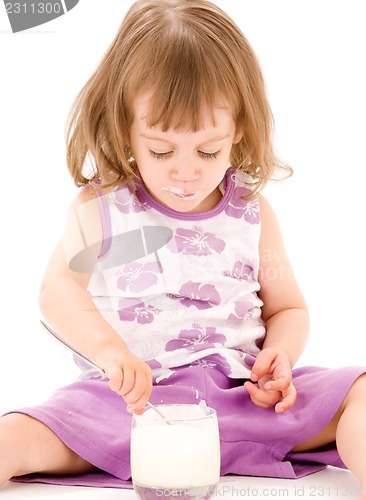 Image of little girl with yogurt