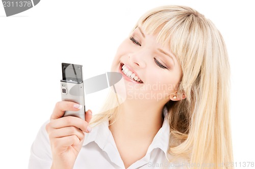 Image of happy woman with cell phone