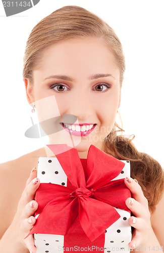 Image of happy girl with gift box