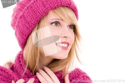 Image of happy teenage girl in hat