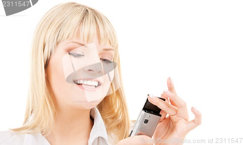 Image of happy woman with cell phone