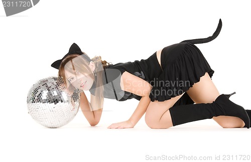 Image of cat girl with disco ball