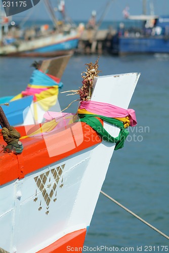 Image of Bow of wooden fishing boat