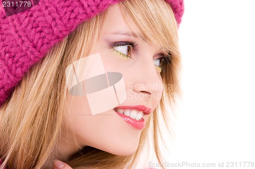 Image of happy teenage girl in hat