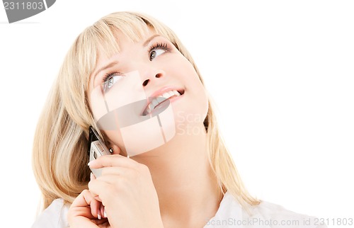 Image of happy woman with cell phone