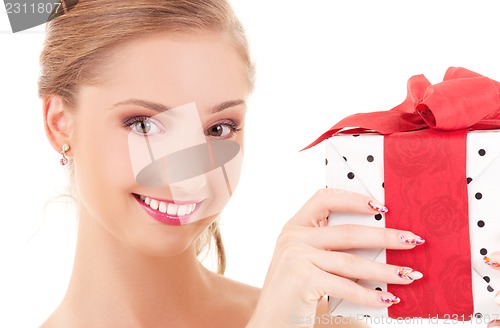 Image of happy girl with gift box