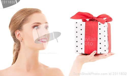 Image of happy girl with gift box
